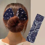 Lianfudai Fashion Bun Hair Bands Women Summer Knotted Wire Headband Print Hairpin Braider Maker Easy To Use DIY Accessories