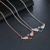 Lianfudai - Brightly New Statement Choker Necklace Angel Wings Pendants Necklaces for Women Gifts