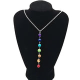Lianfudai 7 Chakra Gem Stone Beads Pendant Necklace Women Yoga Reiki Healing Balancing Maxi Chakra Necklaces Bijoux Femme Jewelry 2024 New