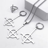 Lianfudai Stainless Steel Jewelry Set Ghost BC Rock Band Pendant Necklace The band Ghost Ghoul Chain Necklaces Fashion Earring Ring collar