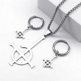 Lianfudai Stainless Steel Jewelry Set Ghost BC Rock Band Pendant Necklace The band Ghost Ghoul Chain Necklaces Fashion Earring Ring collar