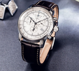 Lianfudai new Zeppelin men's fashion leisure imported waterproof belt business quartz three eye multifunctional watch