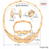 Lianfudai western jewelry for women Halloween gift Women Delicate Gold Bridal Jewelry Sets Rhinestone Pendant Collar Bracelet Crystal Earrings Rings Wedding Accessories