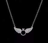 Lianfudai - Brightly New Statement Choker Necklace Angel Wings Pendants Necklaces for Women Gifts