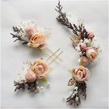 Lianfudai Bride Mori Headdress Dry Lace princess flower Hair Pinch Set Korean bridal Wedding hair Jewelry