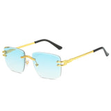 Lianfudai  UV400 Protection Rimless Square Sunglasses Vintage Y2K Eyewear Frameless Sun Glasses for Women & Men Glasses