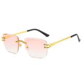 Lianfudai  UV400 Protection Rimless Square Sunglasses Vintage Y2K Eyewear Frameless Sun Glasses for Women & Men Glasses