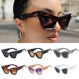 Lianfudai  Oversized Cat Eye Sunglasses Trendy UV400 Beach Travel Punk Sun Glasses Streetwear Eyewear for Women & Men Glasses