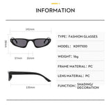 Lianfudai  Triangle Cat Eye Sunglasses New Hip Hop Glasses Retro Small Rectangle Eyewear UV400 Shades Narrow Frame Sun Glasses Women Men Glasses