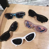 Lianfudai  Y2K Sports Punk Sunglasses New Women Men Fashion Oval Sun Glasses Retro Goggle UV400 Colorful Mirror Eyewear Glasses