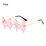 Lianfudai  Butterfly-Shaped Rimless Sunglasses UV400 Protection Outdoor Ladies Y2K Eyewear Street Photo Decorative Sunnies for Women Glasses