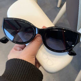 Lianfudai  Vintage Cat Eye Sunglasses New Summer Fashion Elliptic Square Eyewear Sun Shades Glasses UV400 Oval Frame Sunglasses Women Men Glasses