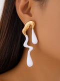 Lianfudai 2024 New Lrregular Geometric Drop Earrings
