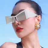 Lianfudai  Oversized Semi-Rimless Cat Eye Sunglasses Retro Big Frame Wide Leg Y2k Shades Eyewear for Women & Men Glasses