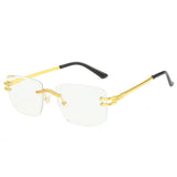 Lianfudai  UV400 Protection Rimless Square Sunglasses Vintage Y2K Eyewear Frameless Sun Glasses for Women & Men Glasses