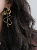 Lianfudai 2024 New Vintage Snake Shape Flower Shape Earrings Accessories