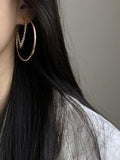 Lianfudai 2024 New Original Hollow Chain Splicing Big Earrings