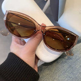 Lianfudai  Vintage Cat Eye Sunglasses New Summer Fashion Elliptic Square Eyewear Sun Shades Glasses UV400 Oval Frame Sunglasses Women Men Glasses