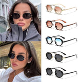 Lianfudai  Small Punk Sunglasses Retro UV400 Protection 2024 Fashion Metal Frame Shades Vintage Oval Sun Glasses for Women & Men Glasses