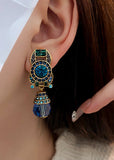 Lianfudai Gift Novelty Blue Overgild Zircon Crystal Drop Earrings