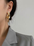 Lianfudai 2024 New Original Stylish Solid Color Irregular Geometric Earrings