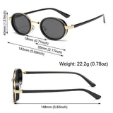 Lianfudai  Metal Frame Oval Sunglasses Vintage Hip-Hop UV400 Small Frame Sun Glasses Punk Shades for Women Men Glasses