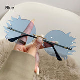 Lianfudai  Metal Frame Rimless Round Sunglasses Fashion Funny Novelty Ladies Sun Glasses Polygonal Party Glasses for Women & Men Glasses