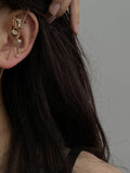 Lianfudai 2024 New Urban Floral Asymmetric Earrings Accessories