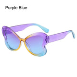 Lianfudai   Candy Color Butterfly Sunglasses Stylish Gradient UV400 Shades Colorful Ladies Party Eyewear Glasses