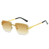 Lianfudai  UV400 Protection Rimless Square Sunglasses Vintage Y2K Eyewear Frameless Sun Glasses for Women & Men Glasses