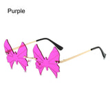 Lianfudai  Butterfly-Shaped Rimless Sunglasses UV400 Protection Outdoor Ladies Y2K Eyewear Street Photo Decorative Sunnies for Women Glasses