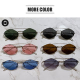 Lianfudai  Retro Hexagon Sunglasses Vintage Trendy UV400 Protection Rimless Sun Glasses 2000s Shades Beach/Travel/Streetwear Glasses