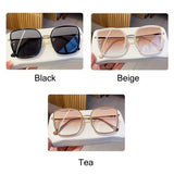 Lianfudai  Beach Travel Oversized Sunglasses Retro UV400 Lens Square Metal Frame Sun Glasses Eyewear for Women & Men Glasses