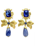 Lianfudai 2024 New Bow Knot Rhinestone Handmade Blue Glass Earrings