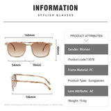 Lianfudai Remotenasa Vintage Square Frame Sunglasses New Women Double Beam Leopard Eyeglasses  Fashion Lady Outdoor Shade Eyewear UV400 Sun Glasses Glasses