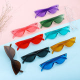 Lianfudai  Rimless Cat Eye Sunglasses Retro Triangle Colored Transparent One Piece Sun Glasses Candy Color Shades for Adults Glasses