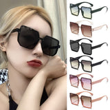 Lianfudai  Plastic Oversized Sunglasses Luxury UV400 Big Frame Women Square Sun Glasses Quadrilateral Driver Goggles Outdoors Glasses