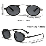 Lianfudai  Small Punk Sunglasses Retro UV400 Protection 2024 Fashion Metal Frame Shades Vintage Oval Sun Glasses for Women & Men Glasses