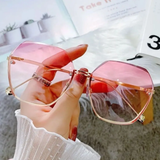 Lianfudai Remotenasa 2024 Summer Trendy Korean-style Women's Sunglasses No Frame Gradient Lens Sun Glasses Oversized Fashionable Eyewear Glasses