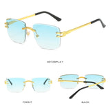 Lianfudai  UV400 Protection Rimless Square Sunglasses Vintage Y2K Eyewear Frameless Sun Glasses for Women & Men Glasses