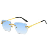 Lianfudai  UV400 Protection Rimless Square Sunglasses Vintage Y2K Eyewear Frameless Sun Glasses for Women & Men Glasses