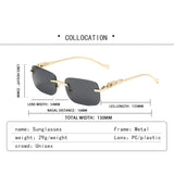 Lianfudai Remotenasa New Luxury Brand Leopard Vintage Rimless Square Sunglasses Women Fashion Frameless Shades Female UV400 Glasses