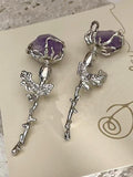 Lianfudai 2024 New LOVE&ROSE Original Purple Rose Earrings