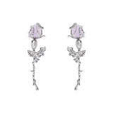 Lianfudai 2024 New LOVE&ROSE Original Purple Rose Earrings