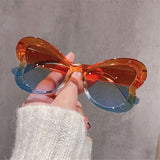 Lianfudai   Candy Color Butterfly Sunglasses Stylish Gradient UV400 Shades Colorful Ladies Party Eyewear Glasses