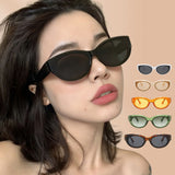 Lianfudai  Vintage Cat Eye Sunglasses New Summer Fashion Elliptic Square Eyewear Sun Shades Glasses UV400 Oval Frame Sunglasses Women Men Glasses