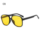 Lianfudai  Double Bridge Oversized Pilot Sunglasses UV400 Protection Classic 70s Sun Glasses Yellow Driving Eyewear for Women & Men Glasses