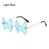 Lianfudai  Butterfly-Shaped Rimless Sunglasses UV400 Protection Outdoor Ladies Y2K Eyewear Street Photo Decorative Sunnies for Women Glasses