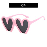 Lianfudai  Fashion Peach Heart Sunglasses 2024 Funny Outdoor Street Photo Eyelasses Women Men Party Accessories Large Frame Sun Glasses Glasses