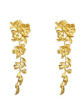 Lianfudai 2024 New Gold Flower Long Leaf Earrings